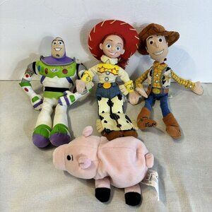Disney Store Toy Story 4 Plush Lot Buzz Lightyear Woody Jessie Hamm Pixar